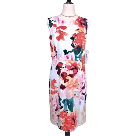 Chetta B NWT Dress Floral Sheath Knee Length Dress Size 10 or Medium - Picture 4 of 8